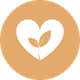 Leaf and heart icon representing healthy lifestyle and emotional support strategies for postnatal wellbeing
