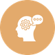 Brain and speech bubble icon representing psychological therapy for postnatal depression